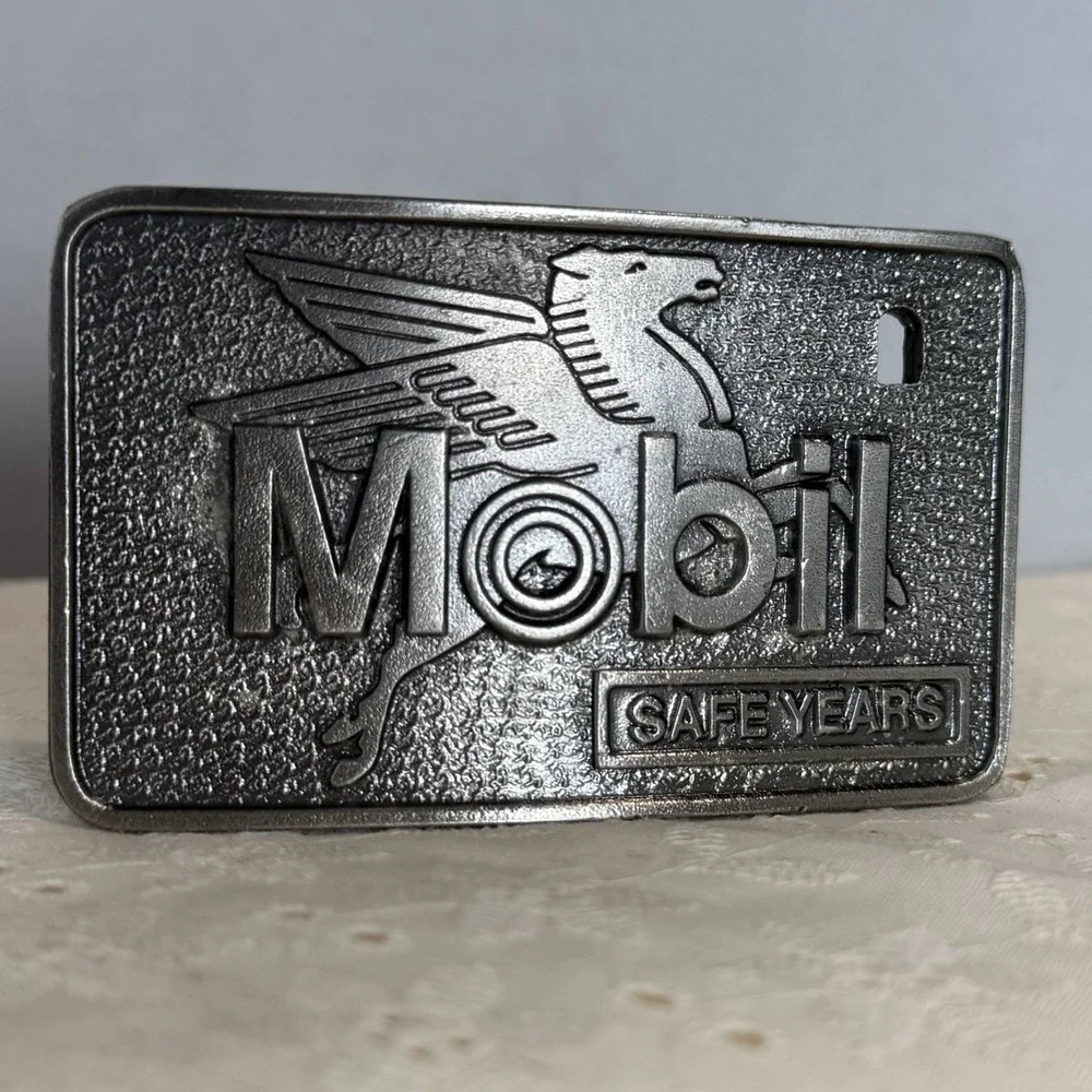 Vintage Mobil Safe Years Pegasus Belt Buckle Limited Edition Mobil Oil
